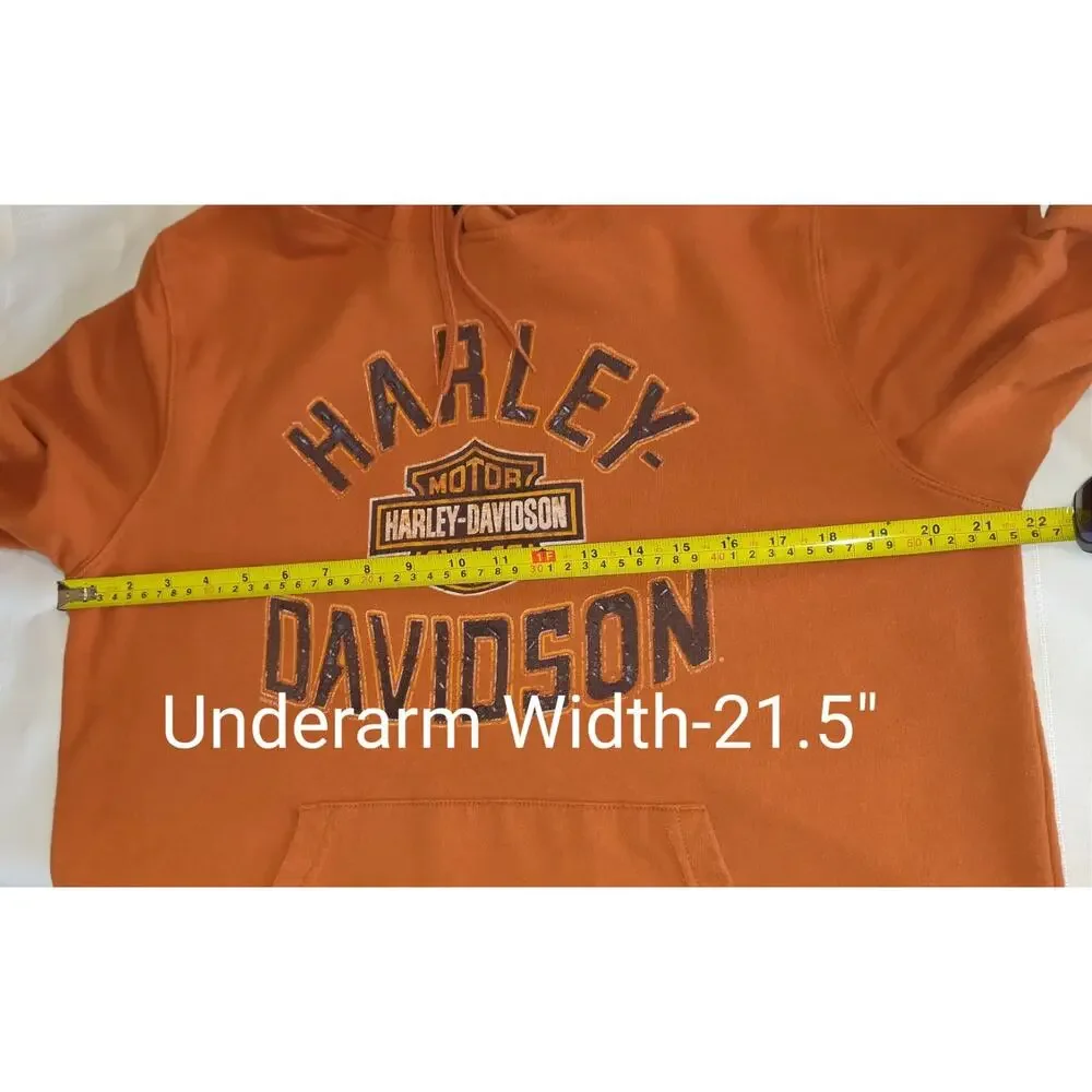 Harley Davidson Hoodie Sweatshirt Pullover Adult Orange Colorado Fanatics M - Picture 13 of 16